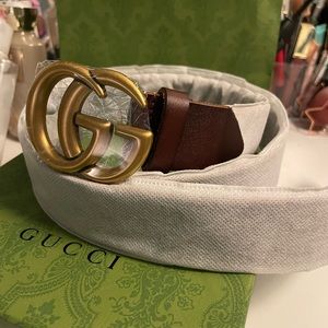 Gucci GG Brown Leather Belt, never worn! New in box!!